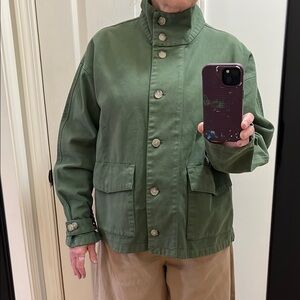 Jcrew Funnel field jacket in heavyweight twill, size L, army green nwt